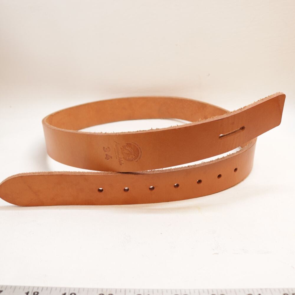 Vintage Nocona Leather Belt 34 Brown Leather Unfinished No Buckle